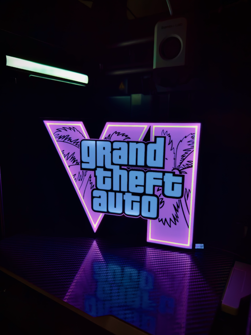 Placa Iluminada LED GTA VI Decoração
